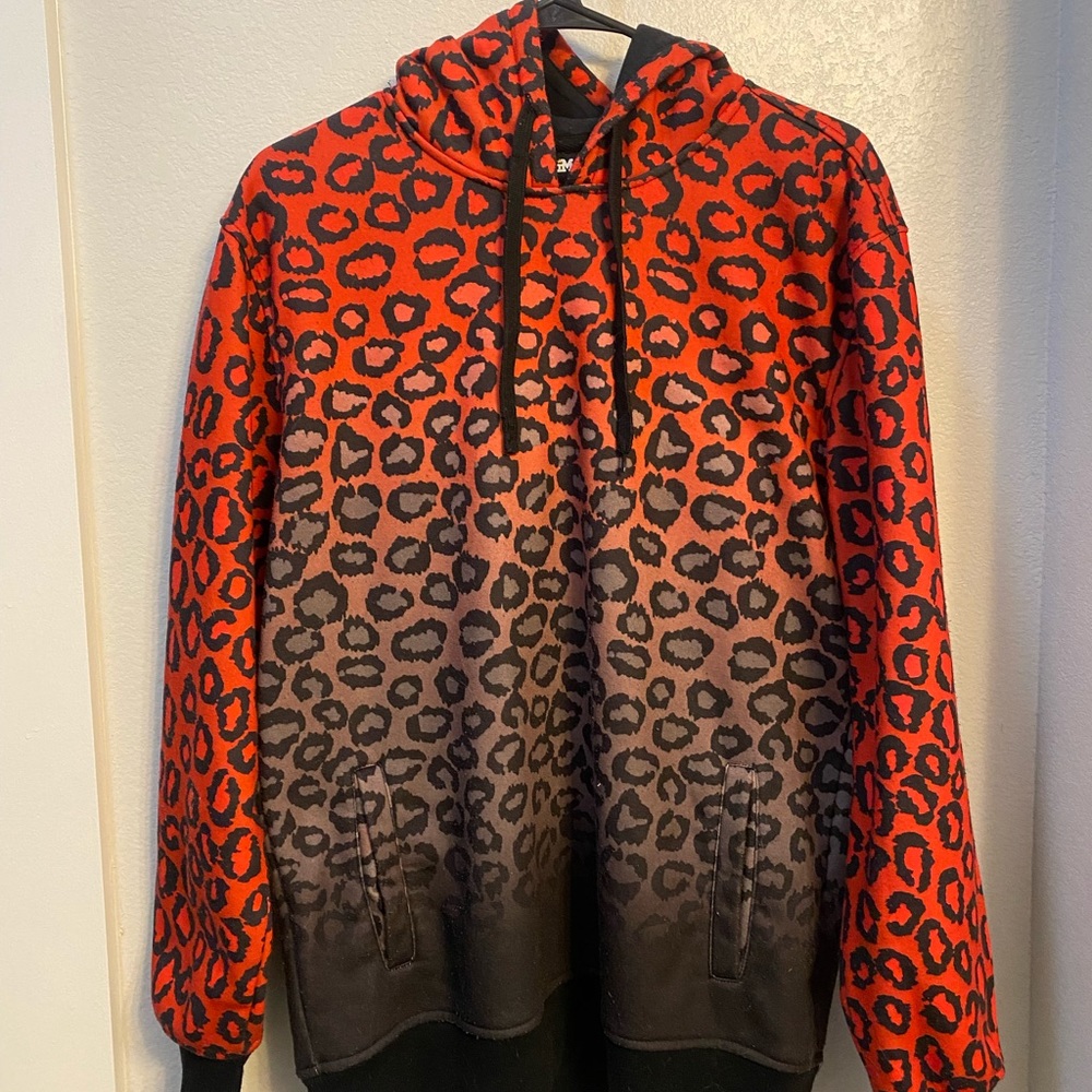 Red/black leopard print hoodie/sweater